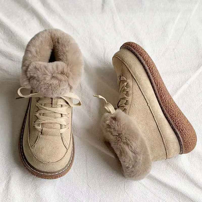 

Hot Sales Snow Boots Women Plus Cashmere Thick Winter Warm Cotton Shoes All Match Woolen Shoes Thick Sole Non-slip Soft Sole