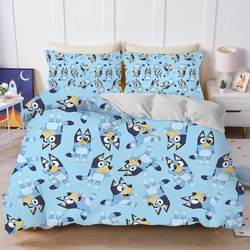 Cartoon B-Blueys Cover Sets,Anime Bingo Duvet Bed Linen set,3d Bedding Set, 2/3-Piece1 Bed Cover,King Size