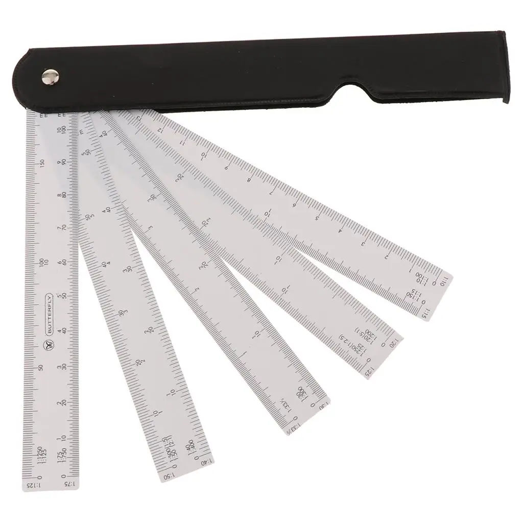 Architect Scale Ruler Plastic Metric Foldable Flexible Geometric Tool 12 Scales for Classroom Studio and Site