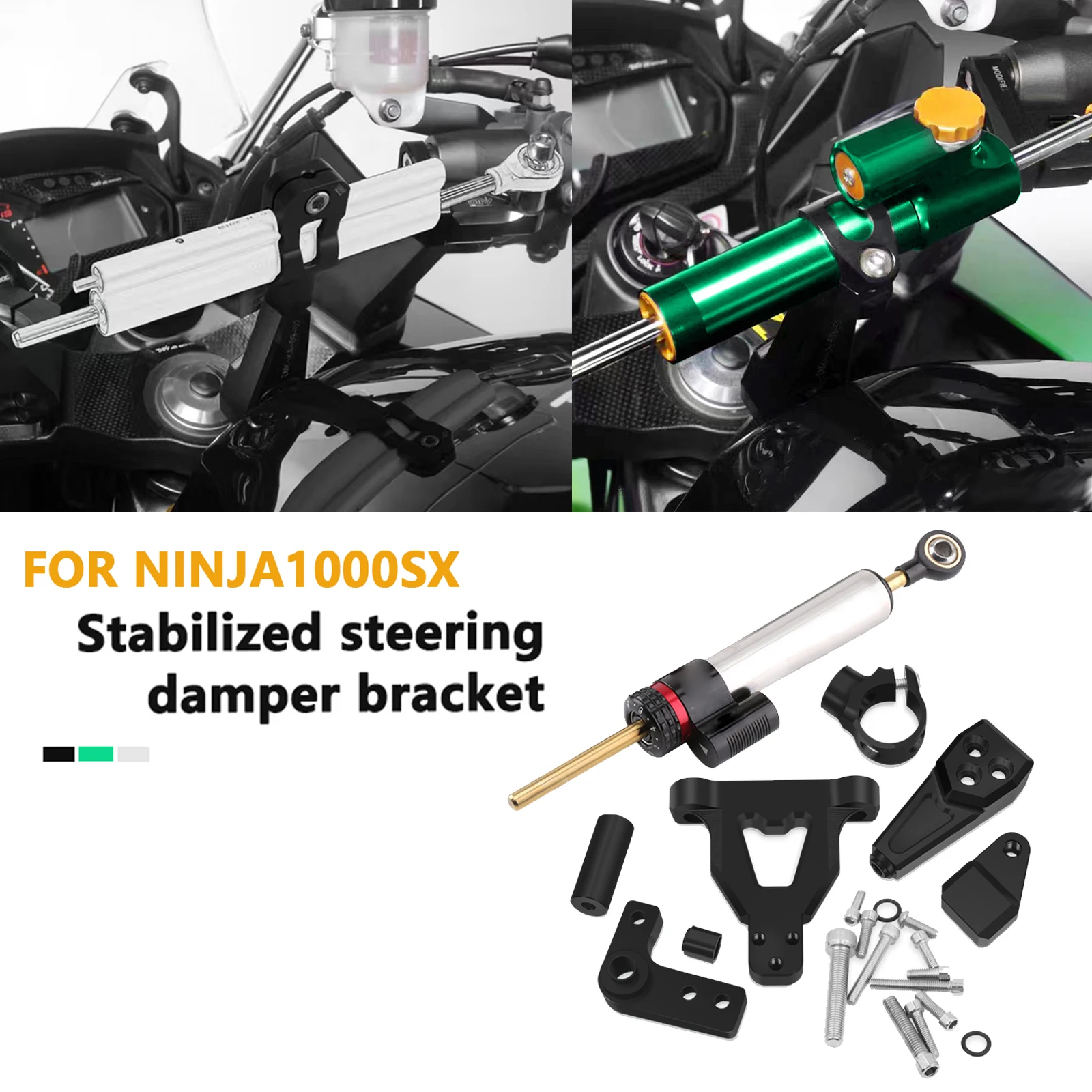 For NINJA 1000SX Z1000SX Steering Damper Stabilizer Bracket Support Mounting Kit Titanium Ruler directional Damper Bracket