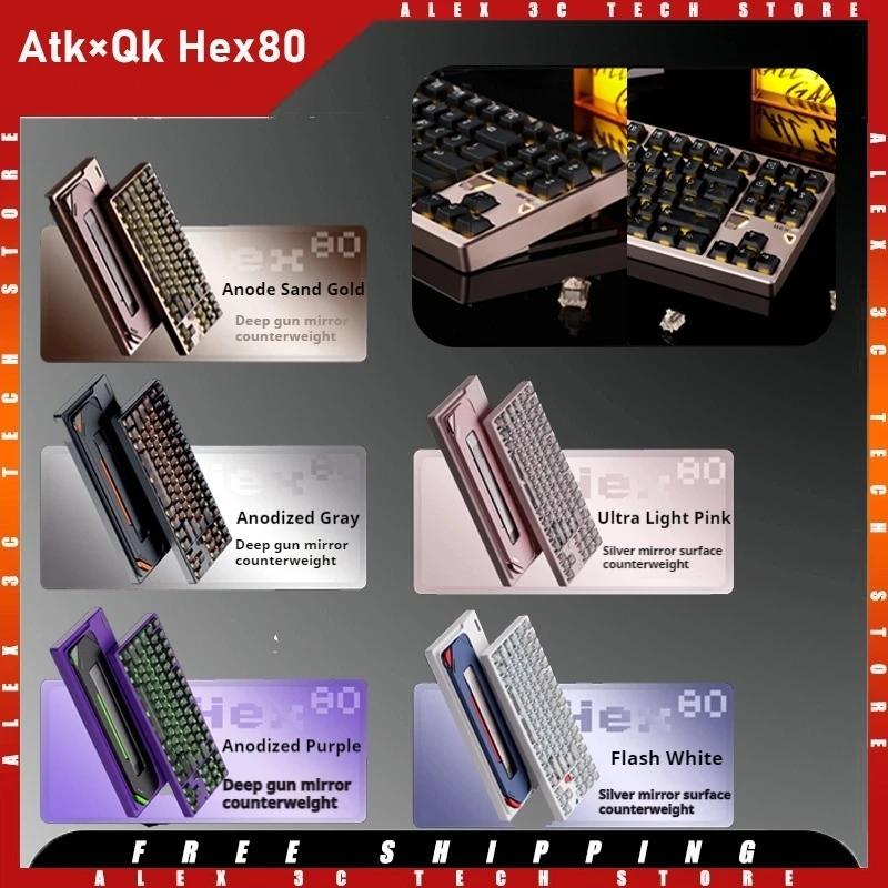 

Atk×Qk Hex80 Magnetic Axis Keyboard Wireless Rgb Customized Gasket Gaming E-Sport Fps 8k Rt0.005mm Cnc Game Keyboard For Pc