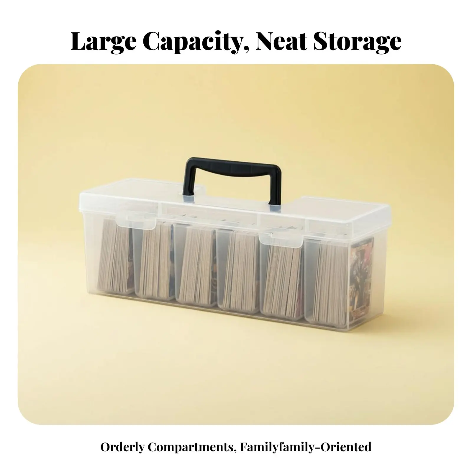 

Compartmental Card Container Large Capacity Multi-Compartment Storage Box safe Closure Stackable Design for players, Game Room