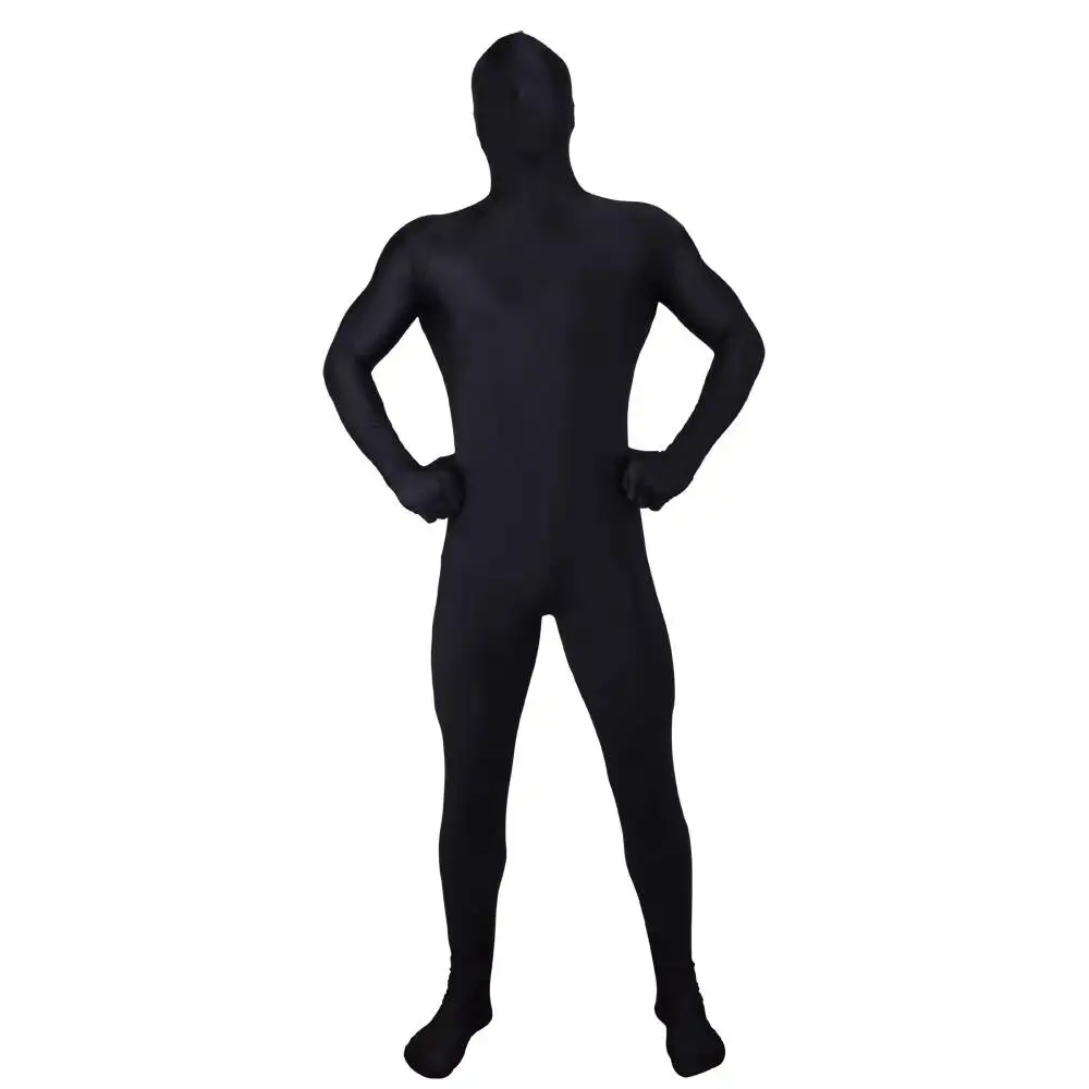 

Unisex Glossy Black Plus Size High Waist Back Zipper Jumpsuit Tights Cosplay Costume Carnival Party Club Playsuit