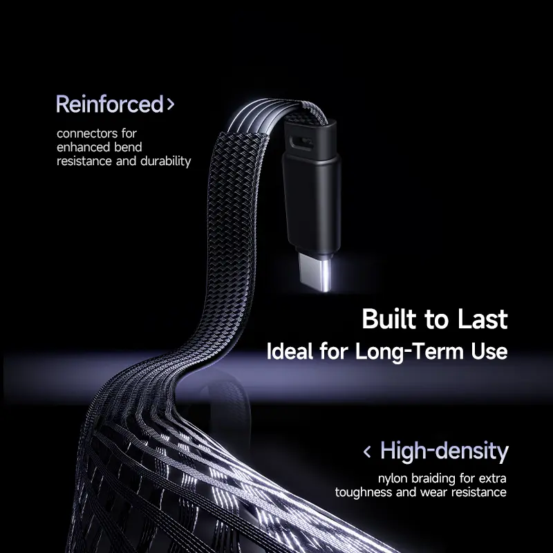 كابل Baseus MVP3 معقوف 100W USB C لـ iPhone 16 15 Pro Max كابل نوع C مع ضوء LED لـ Macbook pro Xiaomi Samsung - 6
