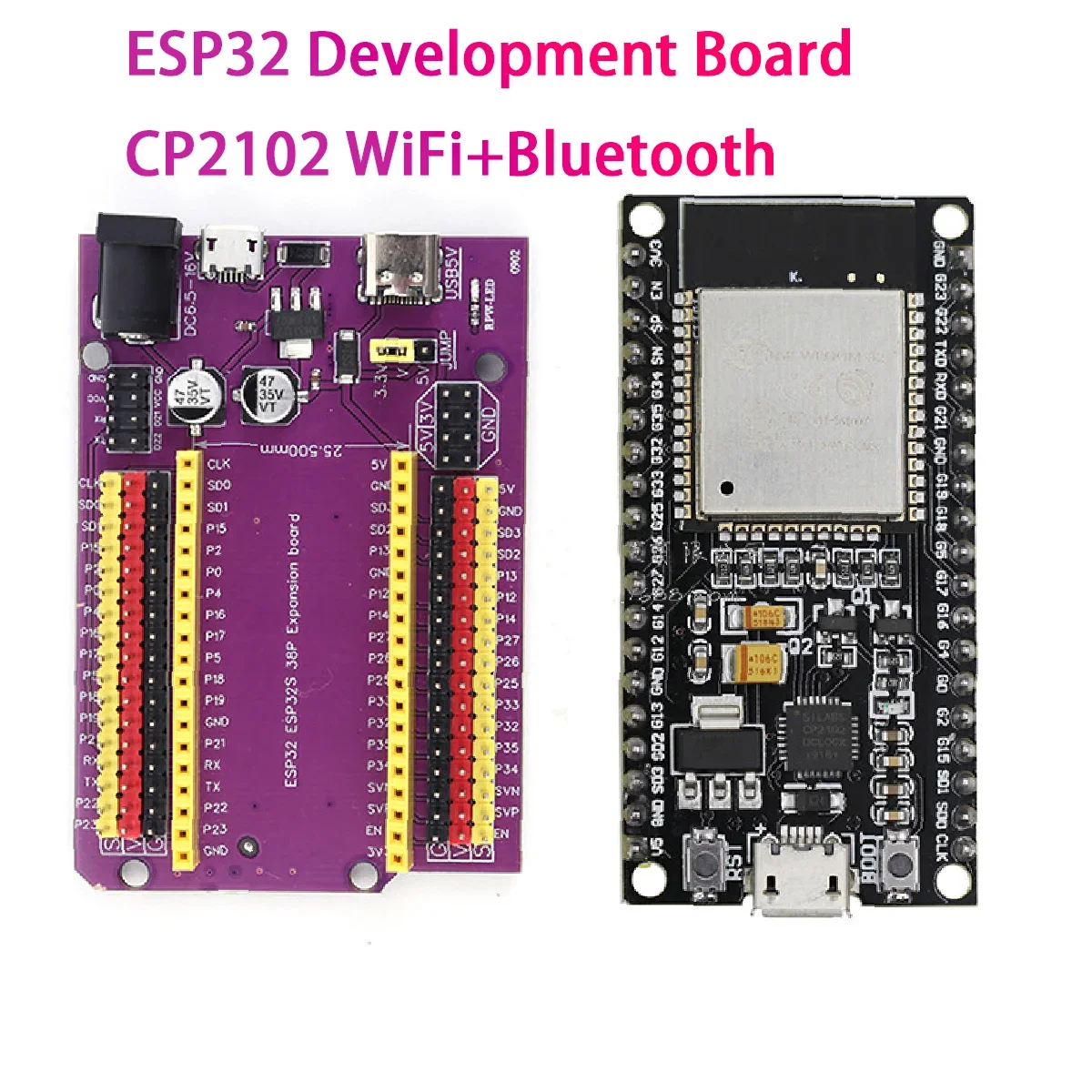 

ESP32 Development Board TYPE-C/MICRO USB CP2102 WiFi+Bluetooth Dual Core ESP32-DevKitC-32 ESP-WROOM-32 Expansion Board 38PINS