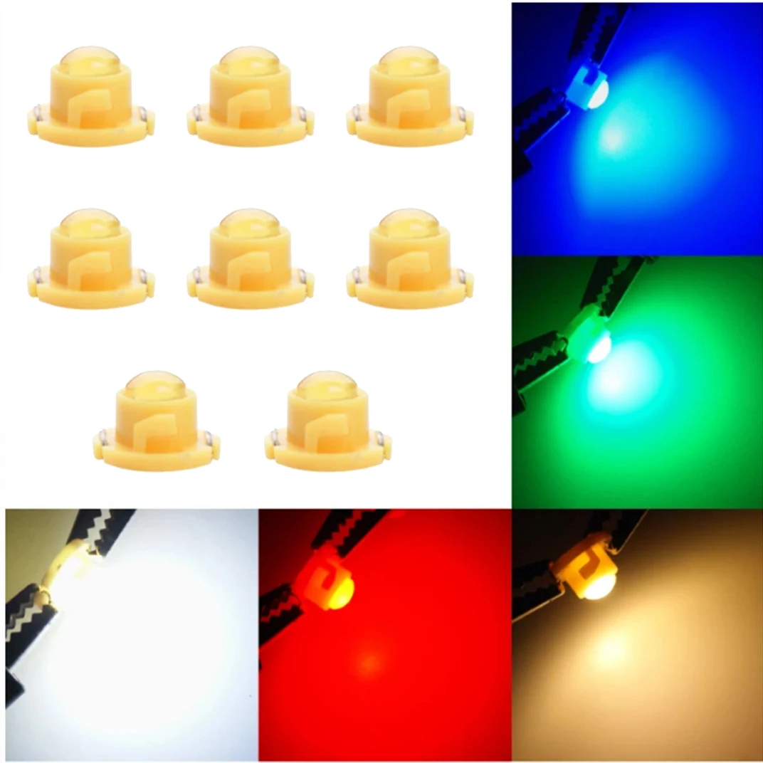 

8pcs T3 T4.2 T4.7 COB 1SMD Car LED Instrument Panel Lights Dashboard Indicator Central Control Lamp Wedge Light 12V White Red