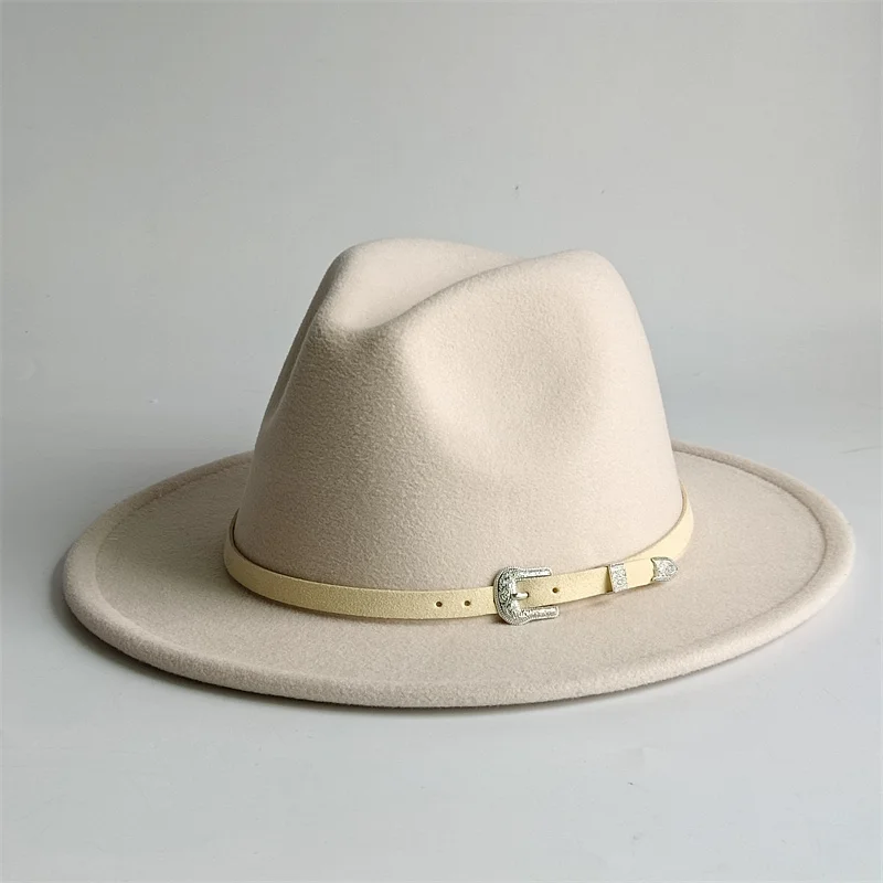 Ivory fedora hat new felt hat jazz hat fashion European and American hats men and women general hats шапка женская