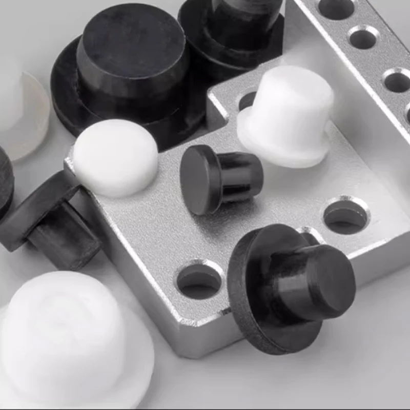 White/Black 2~14mm T-Shaped Solid Silicone Rubber Inner Hole Stopper High-temperature Resistant Sealing Plug