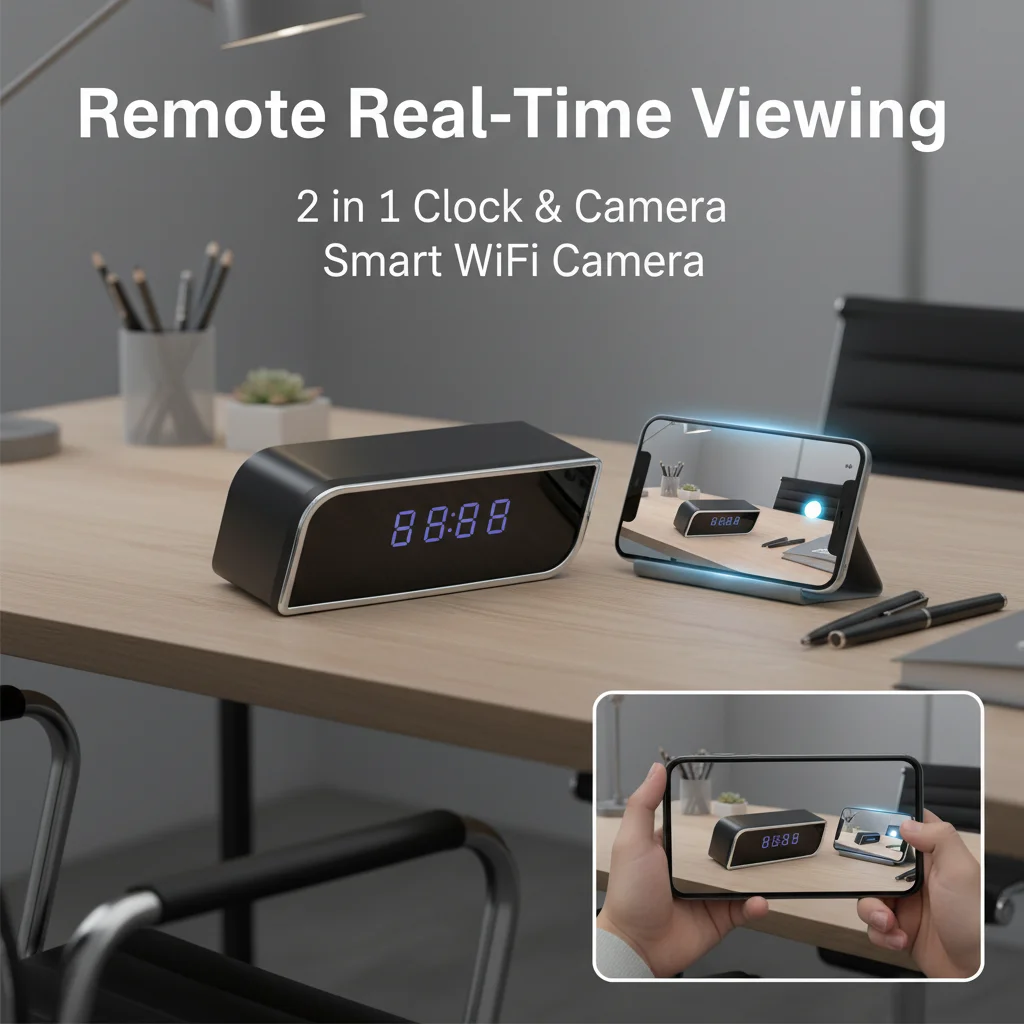 

Камера-будильник 2-в-1, 4K UHD, ночное видение, аккумулятор 2600 мАч, Wi-Fi и точка доступа
