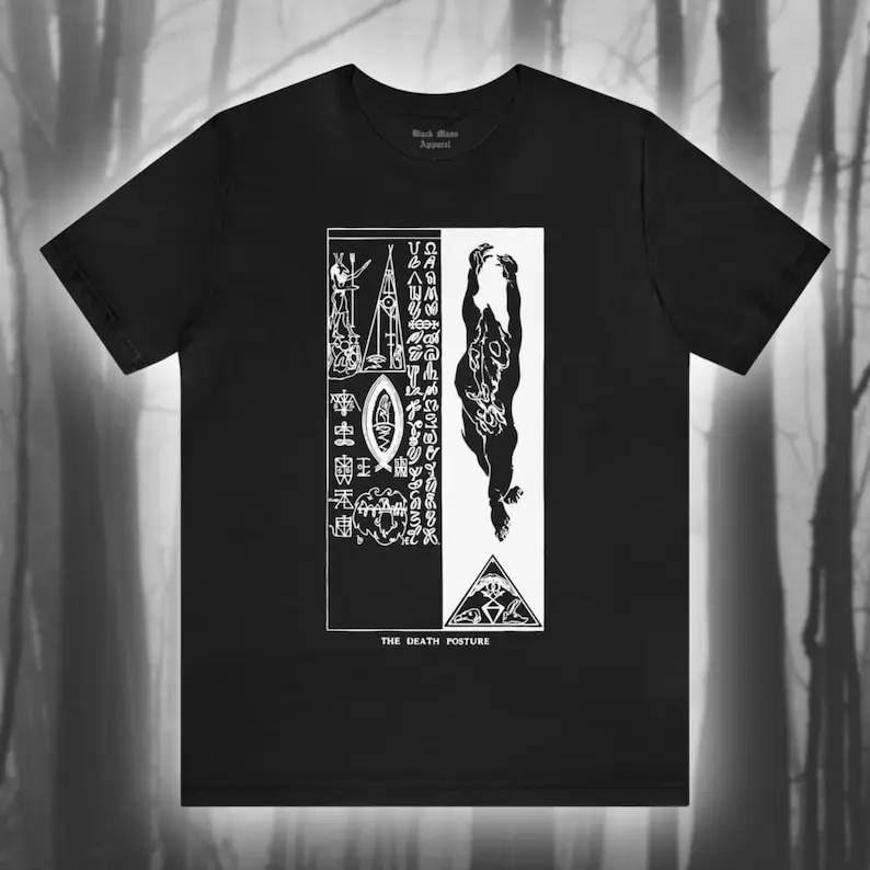 The Death Posture, Austin Osman Spare Tshirt, Occult Art Shirt, Creepy Tee, Black Magic, Gothic Unisex Jersey Short Sleeve Tee