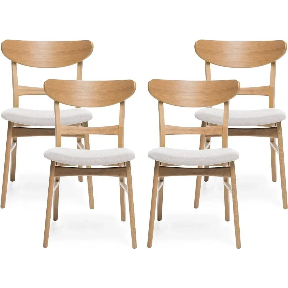 

SsU Dining Chairs, Home Furniture Frederica Mid-Century Modern Dining Chairs (Set of 4), Light Beige Natural Oak