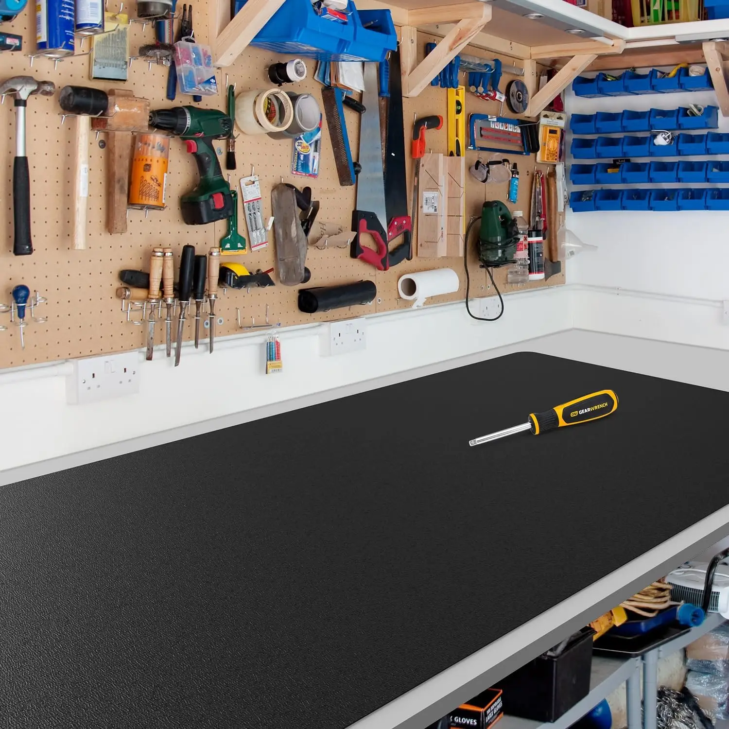 

Black Plastic Table Cover Protector, 42x78 Inch Waterproof PVC Desk Pad Mat, 1.5mm Thick Rectangle Vinyl Table Top Protector for