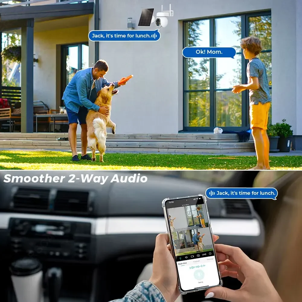 5MP Battery Solar Powered WiFi Wireless PTZ Outdoor PIR Human Detection Patrol PIR Security Surveillance FHD Camera Tuya Smart