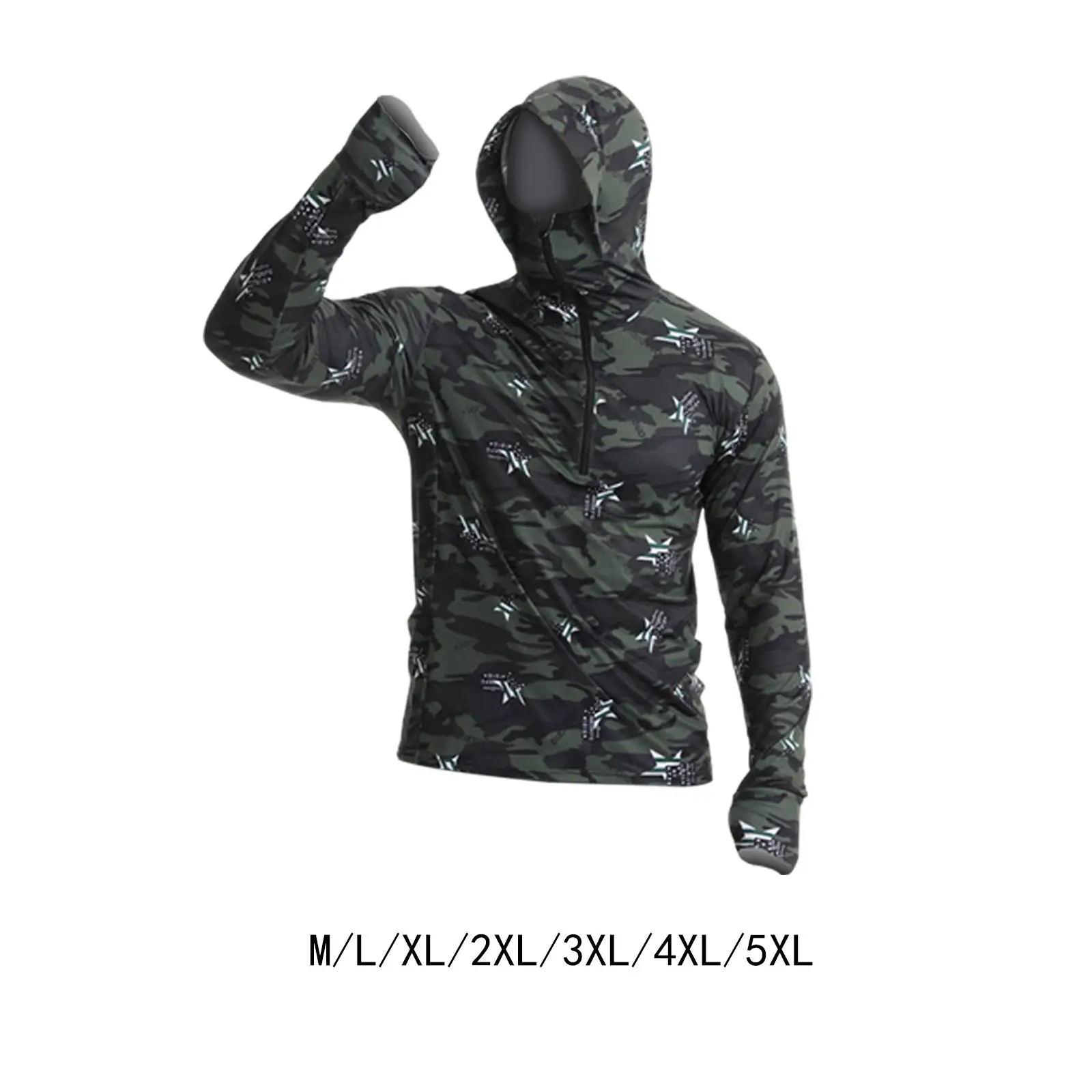 قميص بقلنسوة للحماية من الشمس للرجال بأكمام طويلة ومقاوم للشمس مع غطاء للوجه لصيد الأسماك