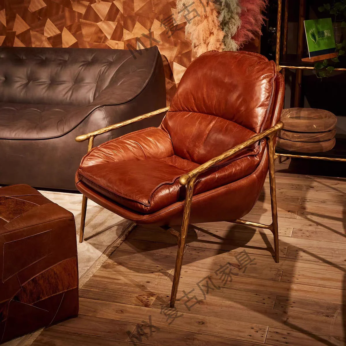

New French-style vintage forged sofa chair, retro cigar bar, hostel iron single chair