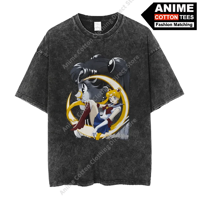 

Street styl Retro T-shirt Anime Beautiful girl warrior Print Clothes y2k Harajuku Men Women Casual Short Sleeve Cotton Loose Tee