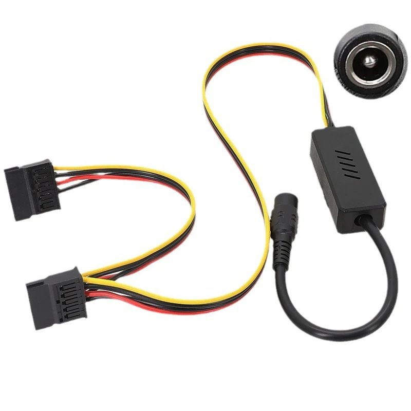 DC-zu-SATA-Konverterkabel, HDD-Stromkabel, 1 DC 5525 zu 1 2 3 4 SATA-Kabel-Splitter, 5.5X2.5 DC 12V zu großem 4-Pin-Sata 5V-Adapter – Detail 9