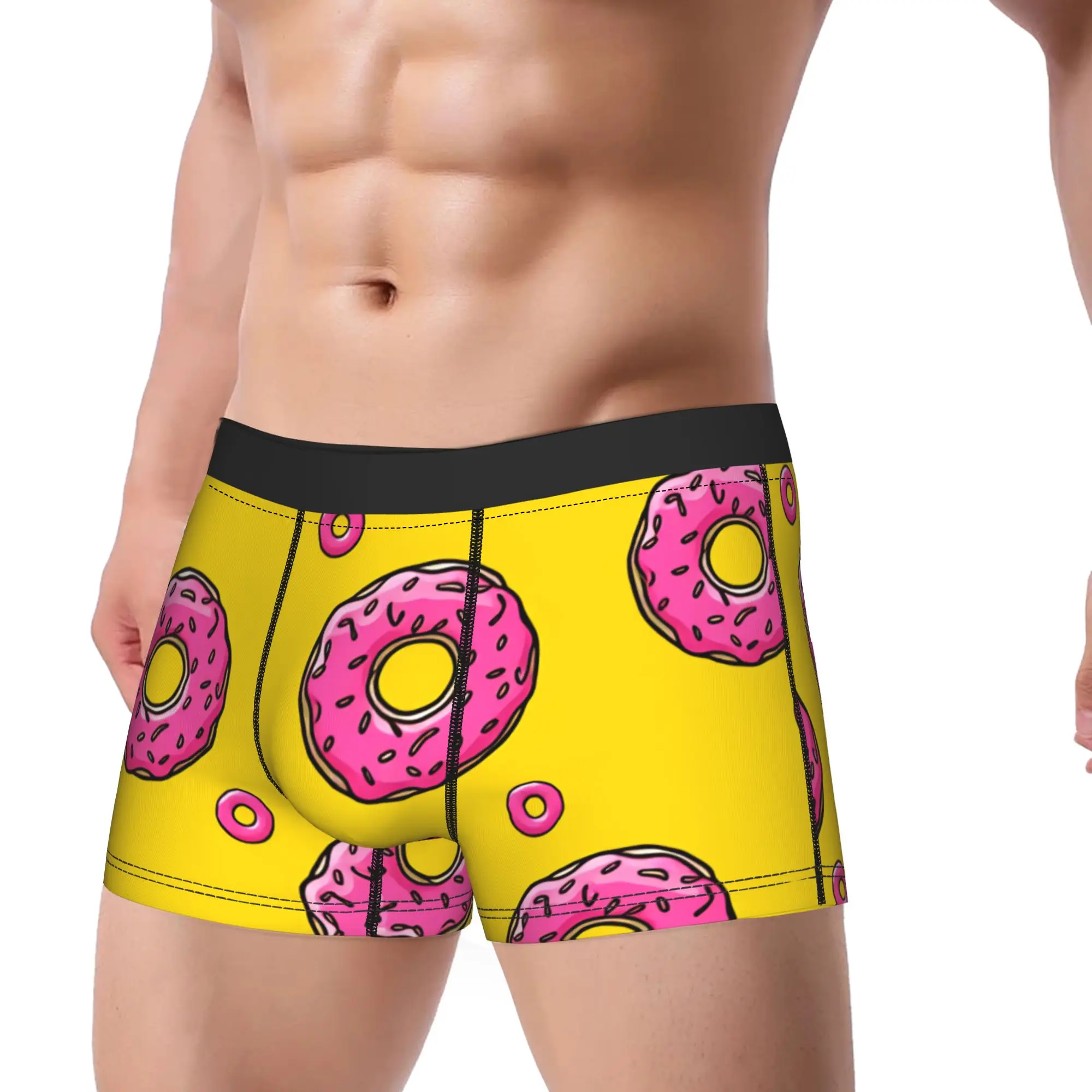 Homer S-Simpsons Donut Pattern Underwear  Men Underpants Pattern Breathable Boxer Shorts Hot Sale Shorts Briefs Big Size 2XL