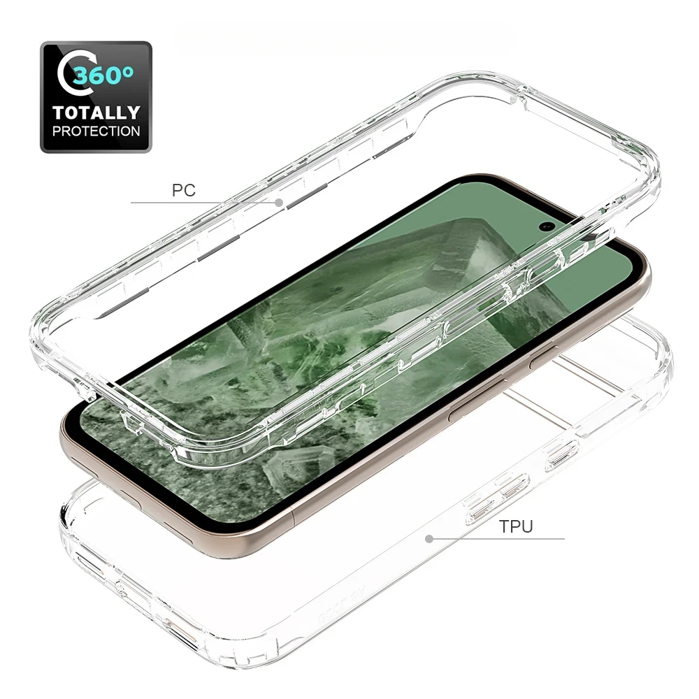 Fit Google Pixel 8A 5G / Pixel 8 Pro 5G Transparent Case Hybrid Shockproof Tpu/pc Shell Dual Layer Candy Color Cover Funda Capa