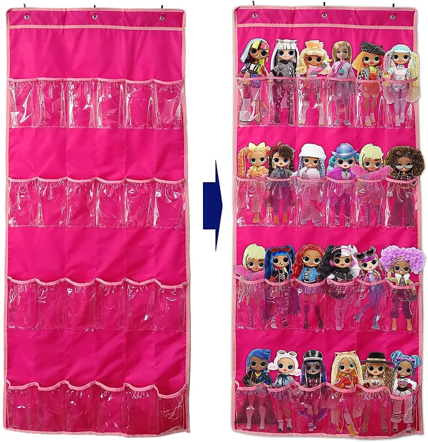 Home Hanging Over Door Toy Storage Organizer 24 Pockets Dolls Organizer with Hooks Almacenamiento Y Organización