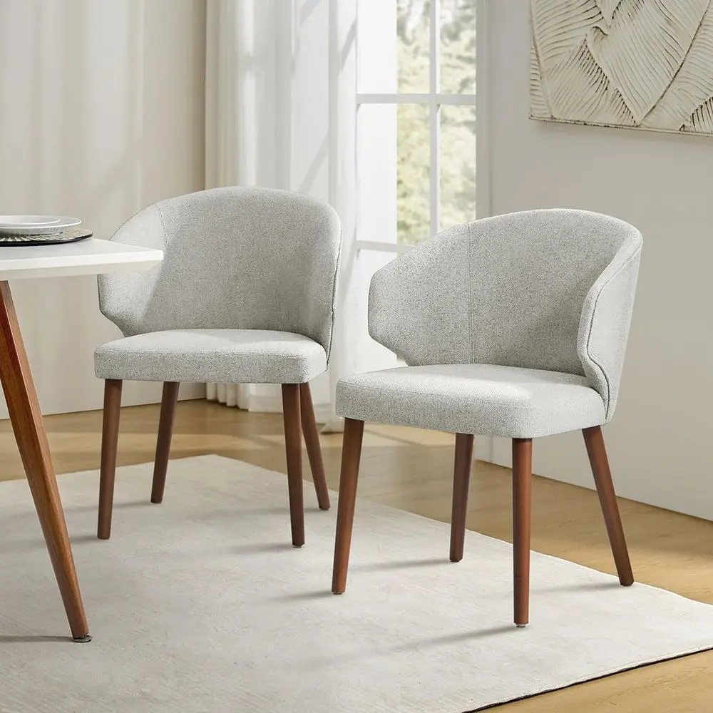 

Upholstered Dining Chairs Set of 2, Modern Curved Back Accent Chairs for Kitchen or Restaurant, Beige