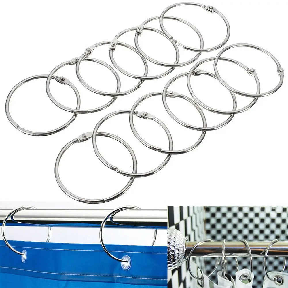 12Pcs/Lot Durable Practical Bathroom Tools Stainless Steel Hooks Rings Easy To Use Shower Curtain Hooks