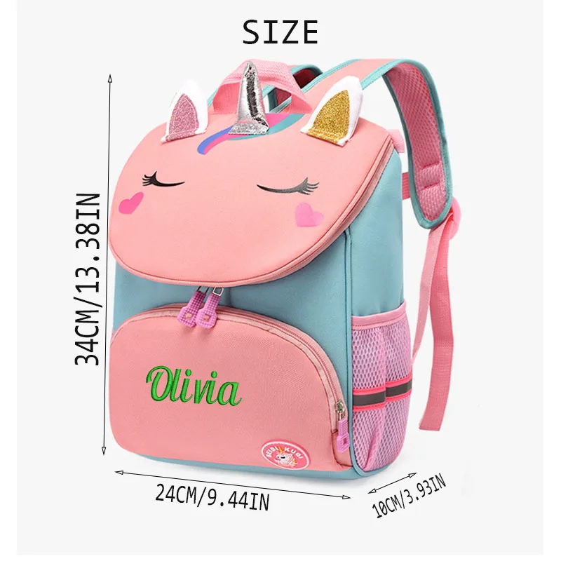 Embroidered Customised Cartoon Animal-Shaped Design Unicorn Dinosaur Backpack, Cute and Fashionable, Full of Charm.