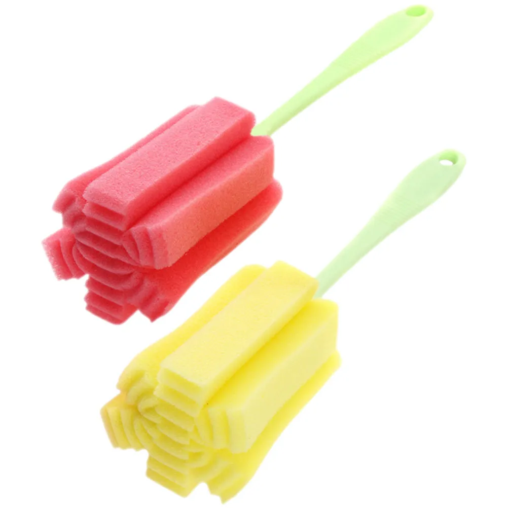2Pcs Bottle Brush Soft Sponge Head Baby Bottle Cleaning Scrubber Kitchen Cup Cleaner Tool Rich Foam Non-Scratch Hang Dry