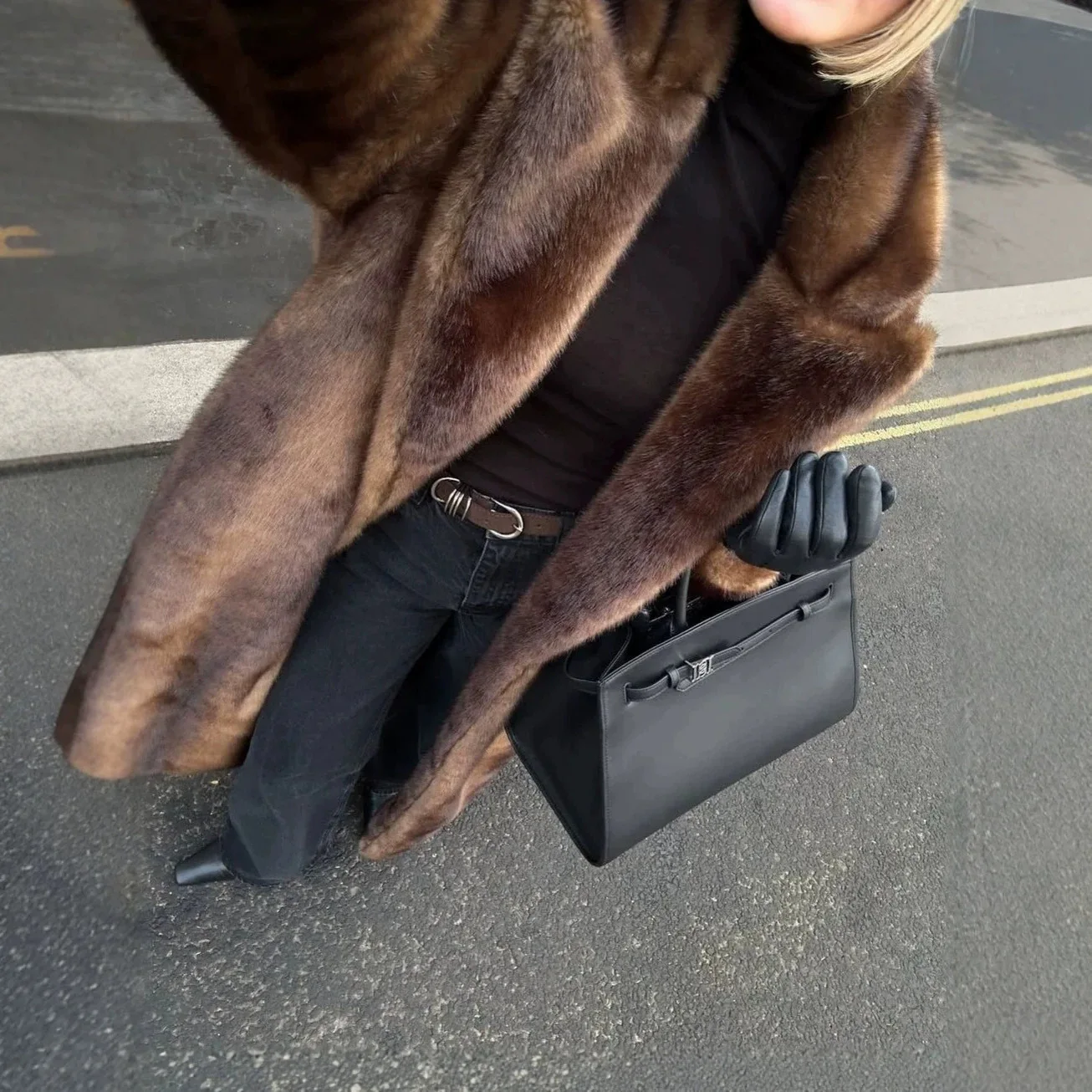 Europe, America, Popular Retro Brown Imitation Mink Fur Coat Women's Long Stand-up Collar Loose Thickened Plush Coat