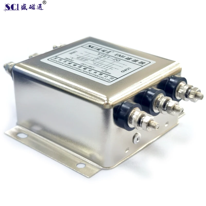 YIE1-20 Industrial General 380V 20A 3 Phase AC Noise Filter 50HZ 60HZ Power EMI Filter