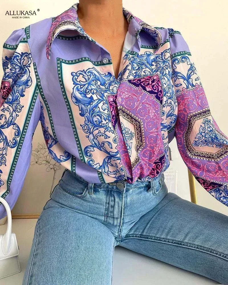 2022 Hot Popular Retro Casual Office Lady Joker Full Sleeve Office Lady Women Free Nature Open Stitch Slim Shirt