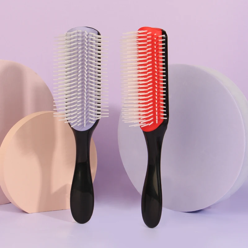 9-Row Detangling Hair Brush Denman Detangler Hairbrush for Straight Curly Wet Hair Salon Hairdressing Comb Beauty Scalp Massager