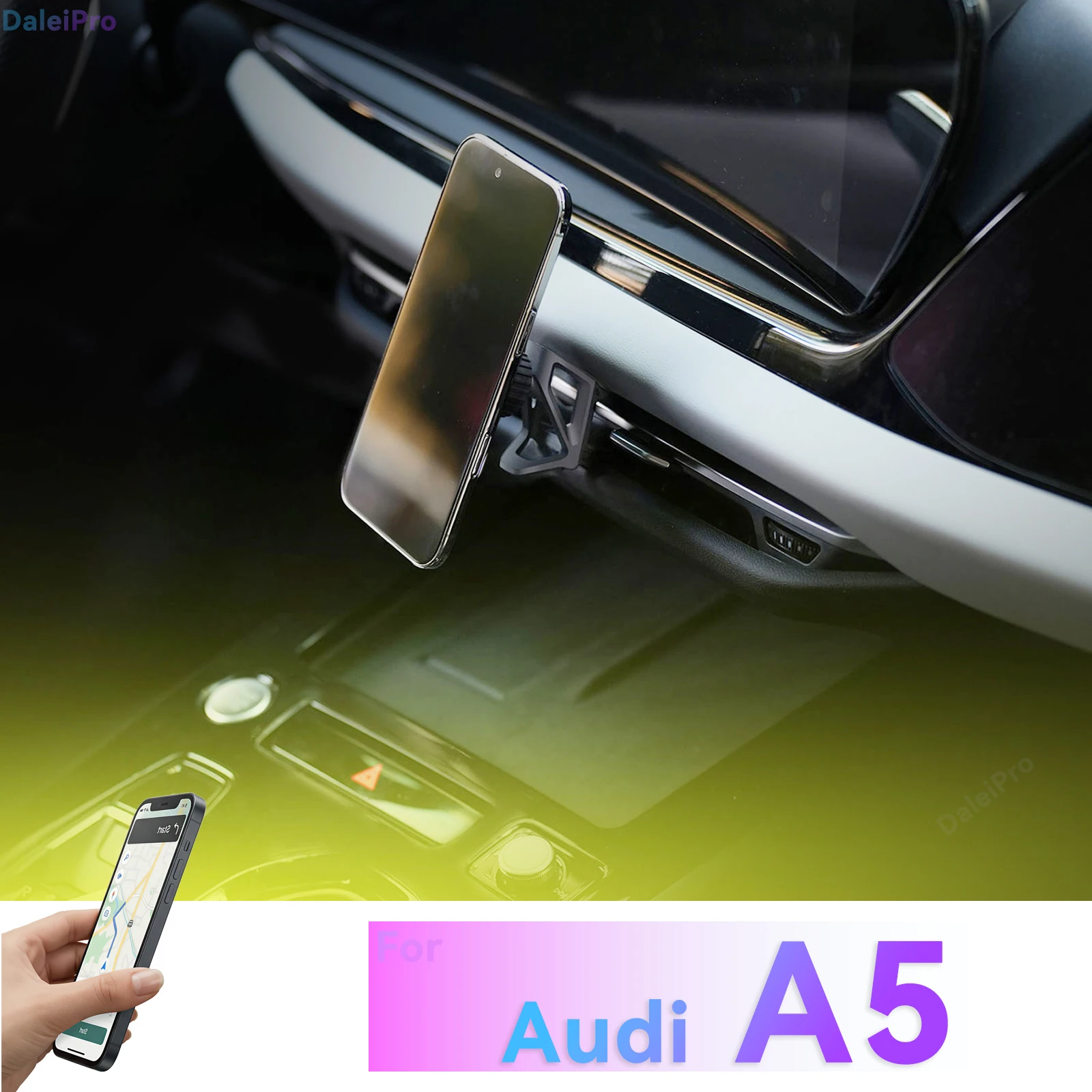 LHD RHD für Audi A5 S5 RS5 2025 2026 2027 Auto-Handyhalterung, Fahrzeugspezifische Austauschbare Armaturenbrett-Handyhalterung Zubehör
