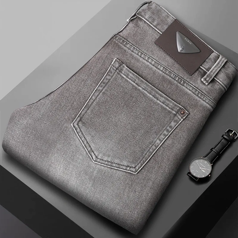 

Джинсы Slim Fit, мужские повседневные корейские версии, хлопковые эластичные брюки с девятью точками, осень-зима, новый брендовый воротник Sle Faion...