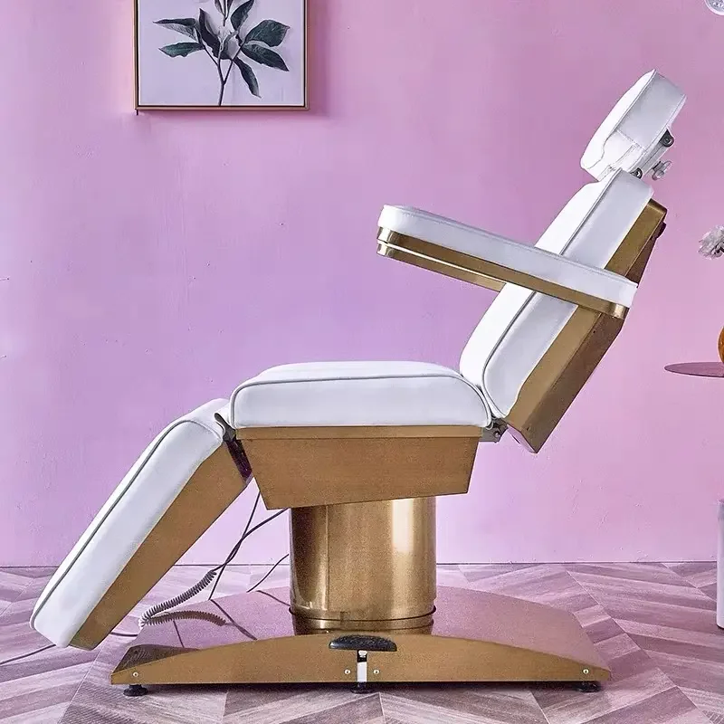Salon Treatment Bed With Metal Frame Synthetic Leather Upholstery And Manual Remote Control For Spa Beauty Use
