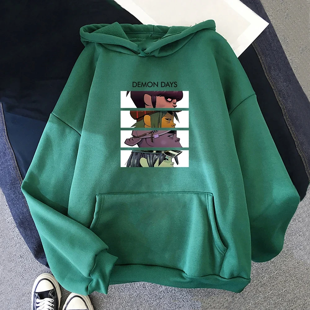 Cartoon Gorillaz Hoodies Music Rock Band Print Men Woman Hip Hop Hoodie Fashion Streetwear Sweatshirts Pullovers Unisex Clothing