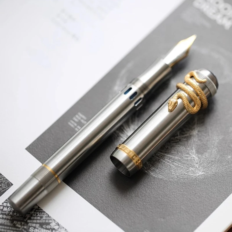 Ручка из алюминиевого сплава Majohn P137, перьевые ручки с поршнем, 18-каратное золото No 6, наконечник EF/F 0,38/0,5 мм, гладкое письмо, оптом, офисные школьные принадлежности