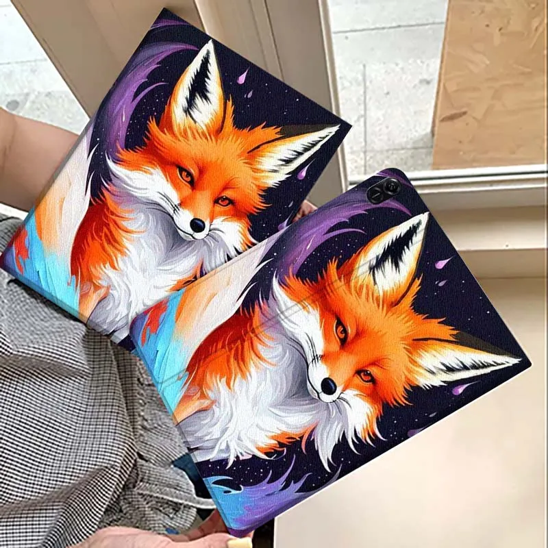 

Cartoon Fox Colorful Fire Cover For Huawei MatePad M5 T5 SE 11 Pro Honor Tab 5 V7 V8 X9 GT 10.1 10.8 Inch Tablet Case