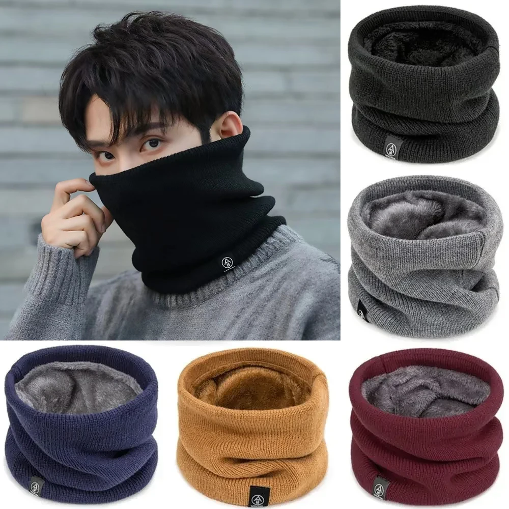 Fashion Thick Soft Knitted Neck Warmer Unisex Face Cover Cold-proof Collar for Winter Skating Running Hiking Warm Scarf