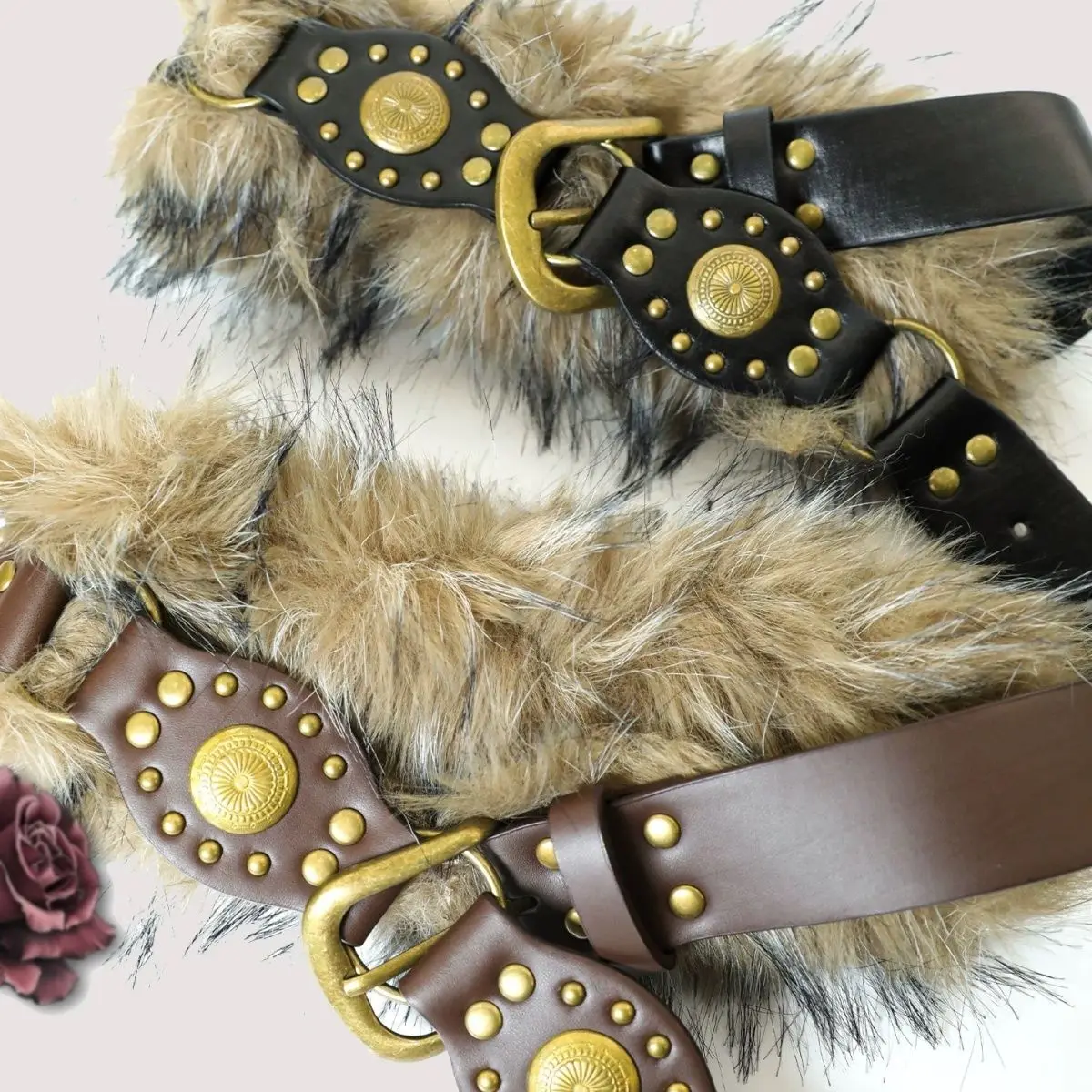 جديد سبايس جيرل المرأة Harajuku Steampunk Y2K أفخم الأمريكية خمر الظلام بولي PU فروي حزام مقعر على شكل سلسلة الخصر الزخرفية