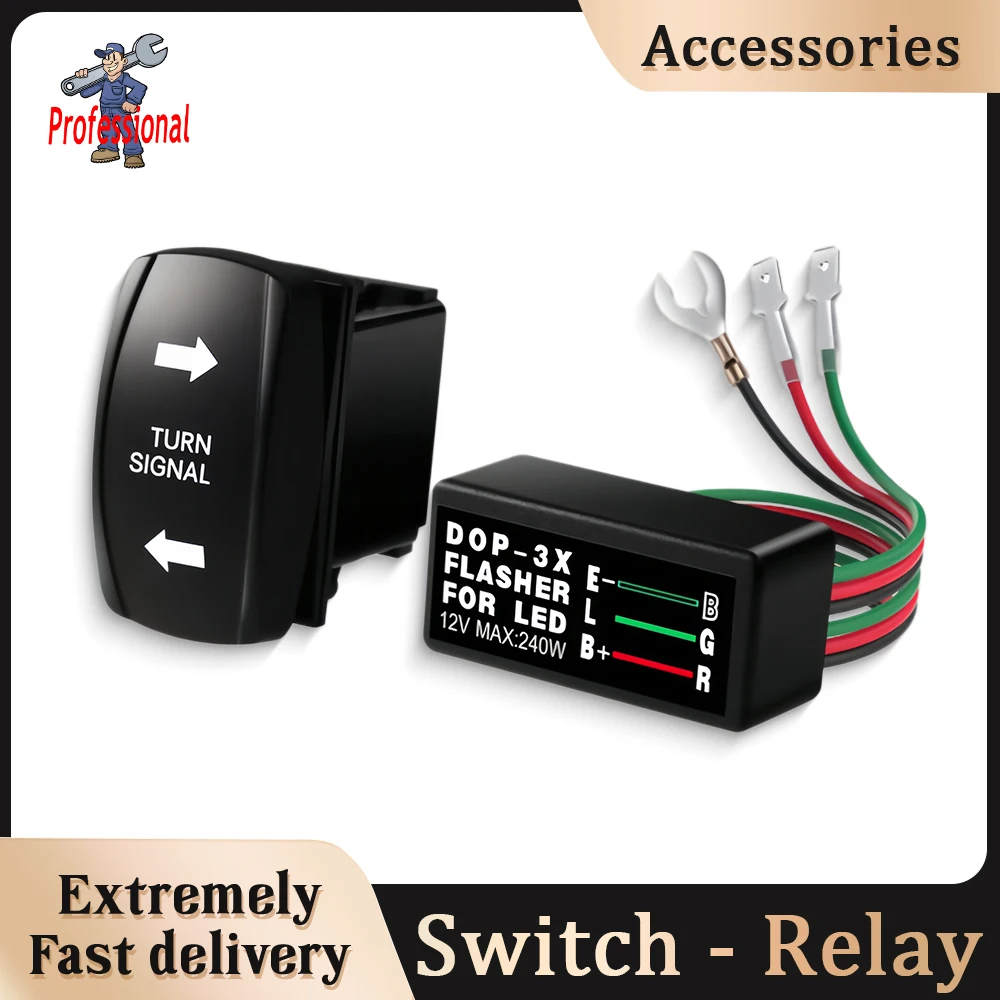 

Universal Motorcycle 12V Turn Signal Rocker Switch with Flasher LED ATV UTV Kit Compatible with Universal Motor Internal Switch