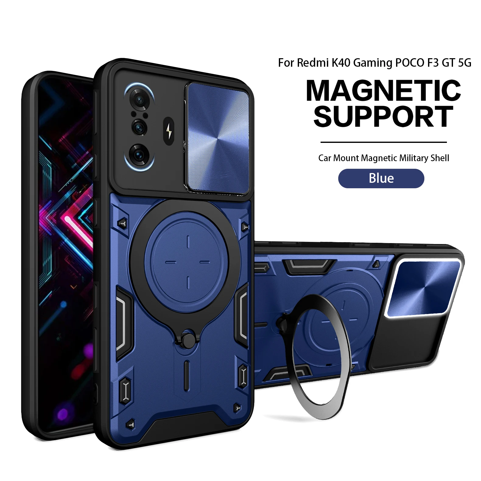 Magsafe Magnetic Camera Protect Case For Xiaomi Redmi K40 Gaming POCO F3 GT 5G Armor Hybrid Metal Ring Cover