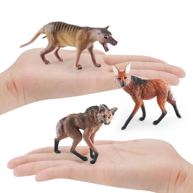 Simulation Wolf Action Figurines Wild Animals Figure Toys For Kids Gifts Realistic Thylacine Maned Wolf Models Collection Toy