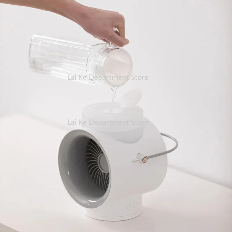 

New Arrivals Rechargeable USB Cooling Humidifier Fan Portable Rotation Desktop Spray Water Misting Fan With Light