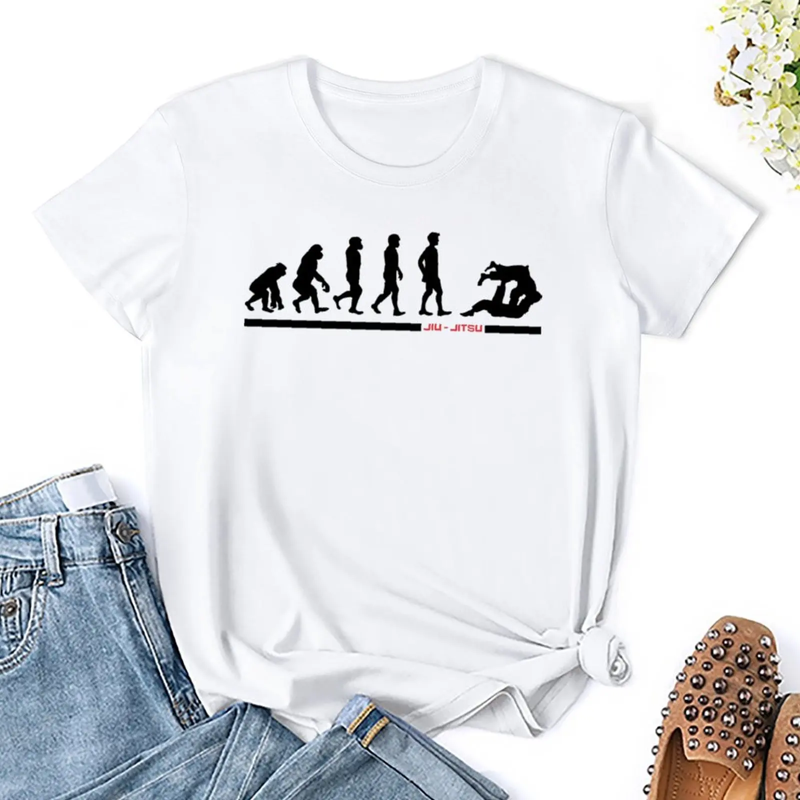 Crewneck Jiu Jitsu Evolution Greeting Card For Sale T-shirt  Movement T-shirts Casual Graphic Funny Joke Leisure