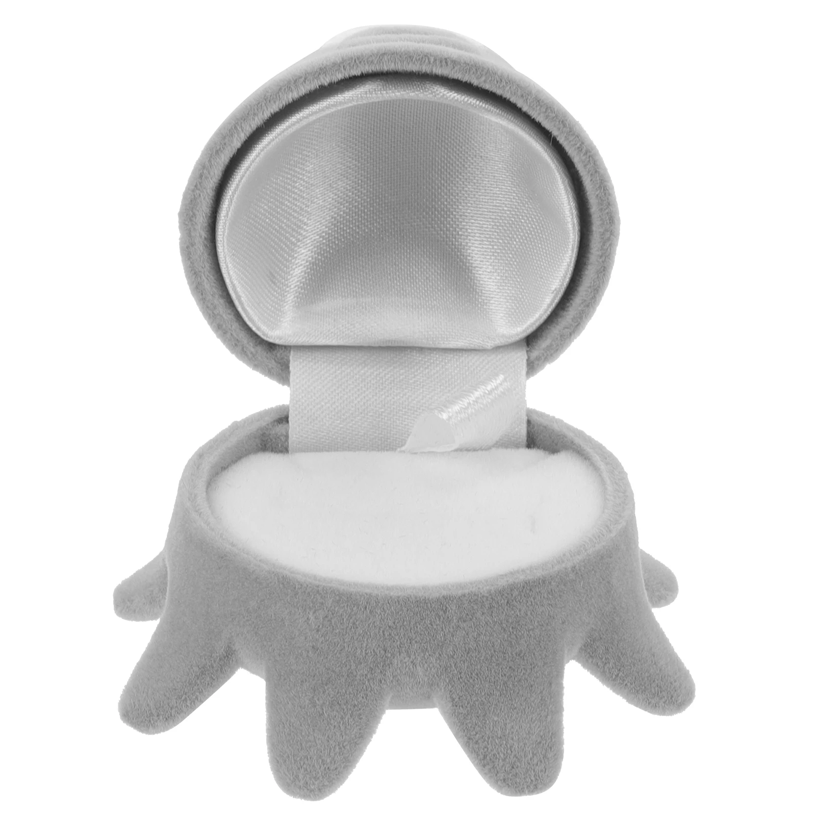 

Octopus Ring Box Gray Charming Whimsical Design Soft Lining Wedding Engagement Proposal Jewelry Gift Packaging