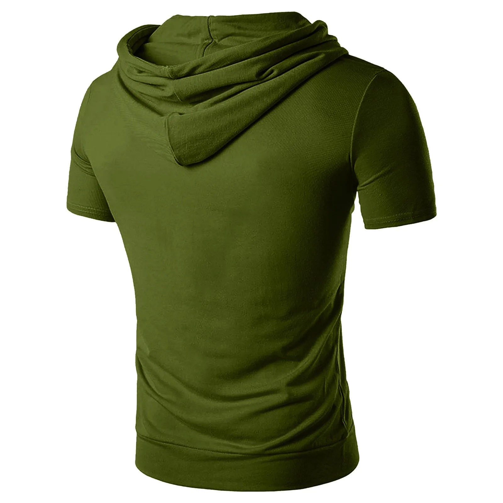 Mens T Shirts Summer Solid Color Hooded Short Sleeve T Shirits Harajuku Outdoor Sports Jogging Leisure Outwear Streetwear Tops