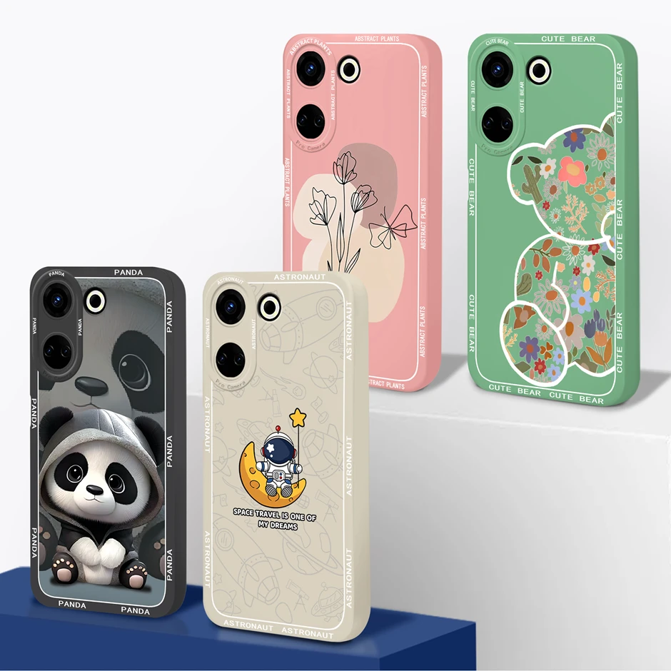 For Tecno Camon 20 Pro 4G Case Cute Panda Cartoon Style Matte Liquid Silicone Shell For Tecno Camon20 Pro 5G Shockproof Funda