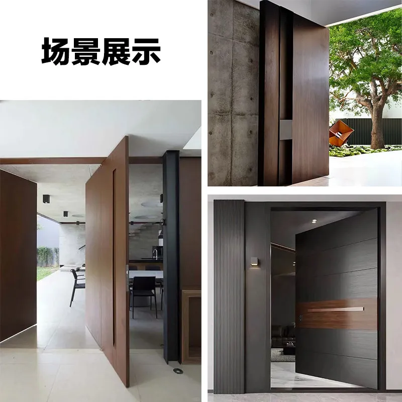 Hardware, wood, aluminum turnstile off-axis door fittings with positioning angle mounted door hinges