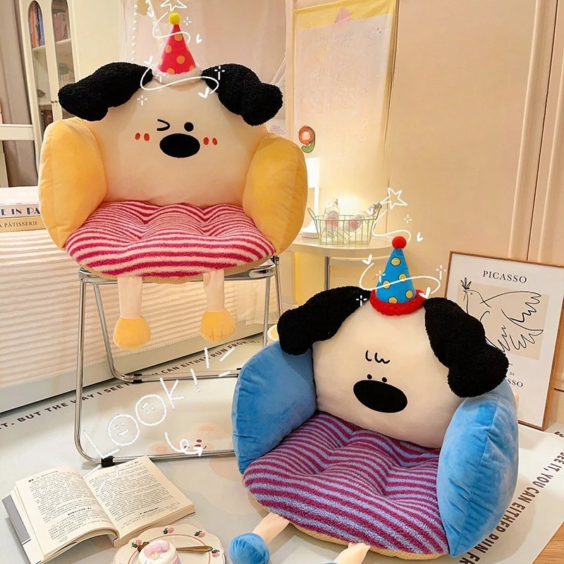 Cartoon seat cushion backrest integrated chair cushion dormitory seat cushion prolonged sitting cushion to prevent buttocks pain
